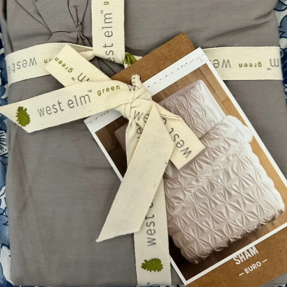 WEST ELM PINTUCK EURO SHAM GREY NWT
